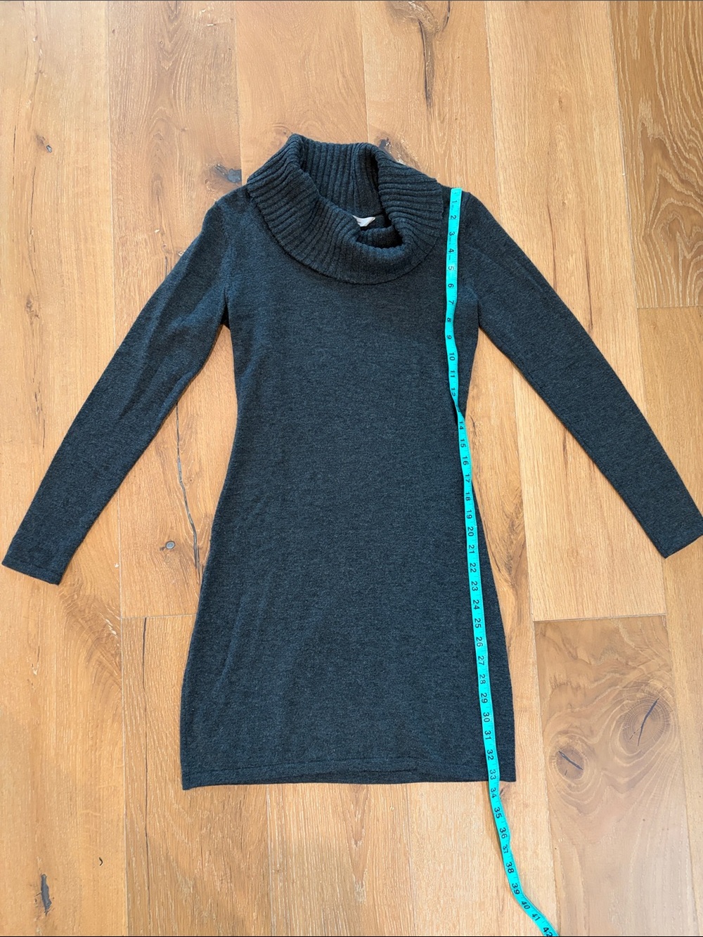 Athleta Merino Wool Charcoal Cowl Neck Sweater Dress - Dark Gray
